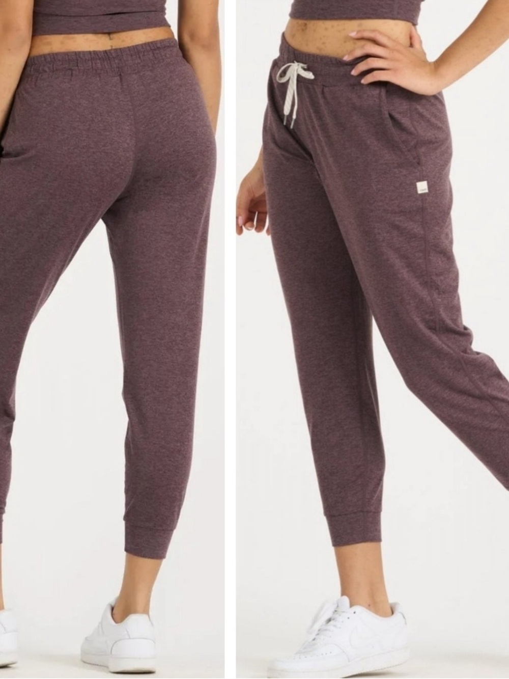 Vuori Performance Cropped Jogger Pants in  Smoked Plum Heathered Purple